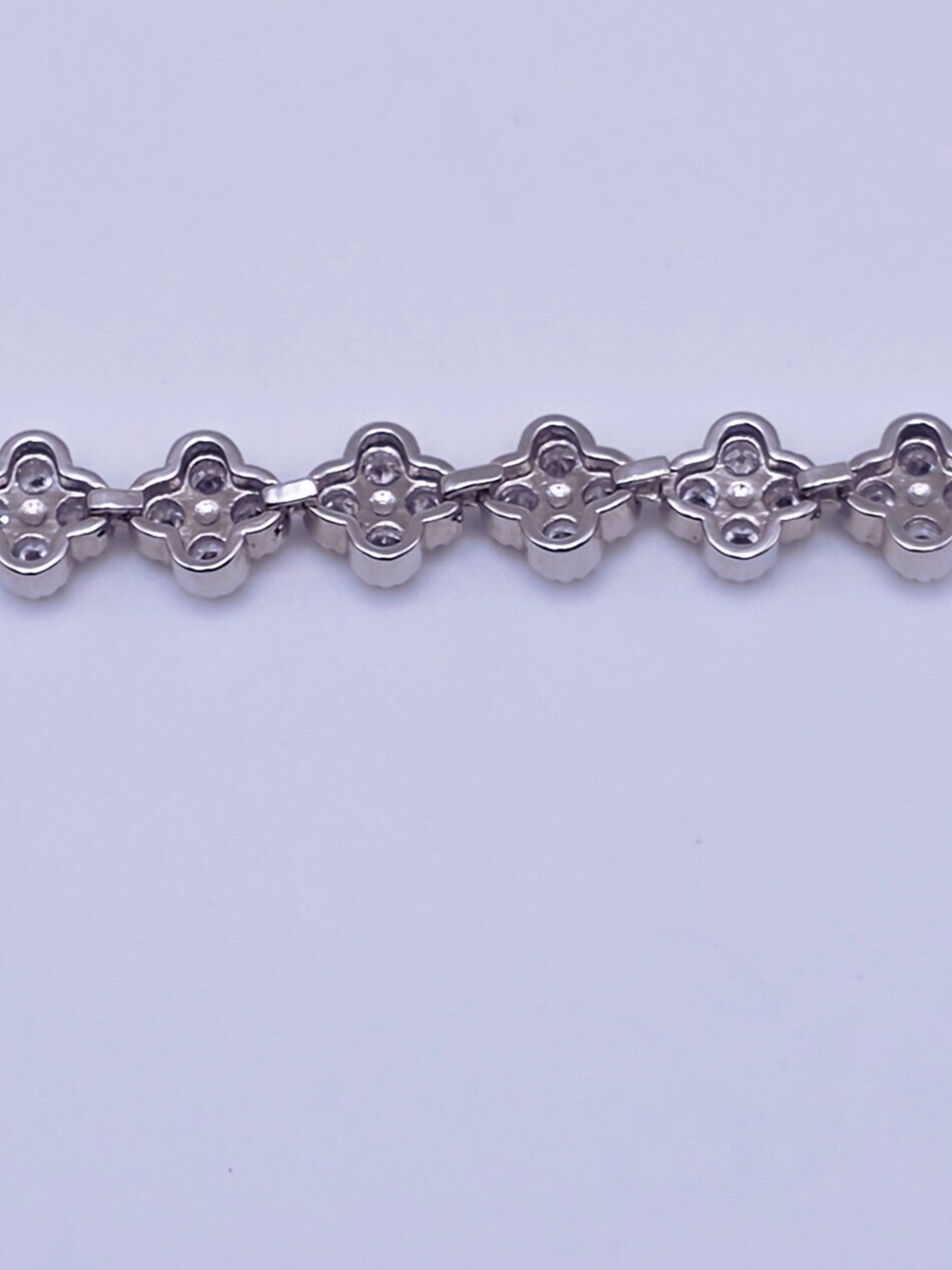 Sterling Silver Floral CZ Link Bracelet - White - Picture 5 of 6